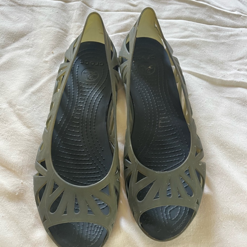 Women's Crocs Black Peeptoe Flats